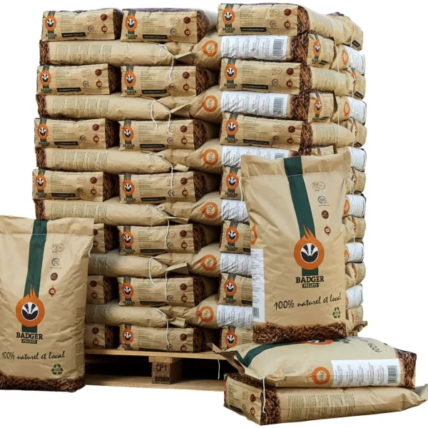 Natürliche Holzpellets Badger Pellets – Palette 990kg (66 Säcke)